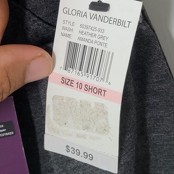 Gloria Vanderbilt Womens Size 10 Gray  Solid Amanda Slimming Tapered Leg Pants - Picture 10 of 13